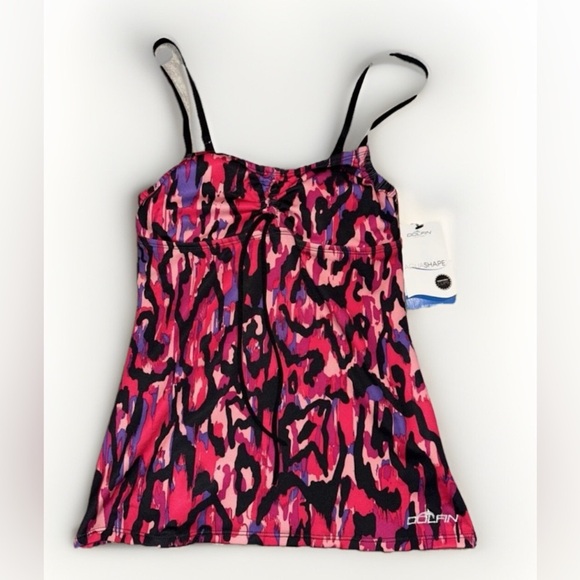 DOLFIN AQUASHAPE Push Up Tankini Top Swimsuit Bathing suit XS Colorful - Picture 1 of 8